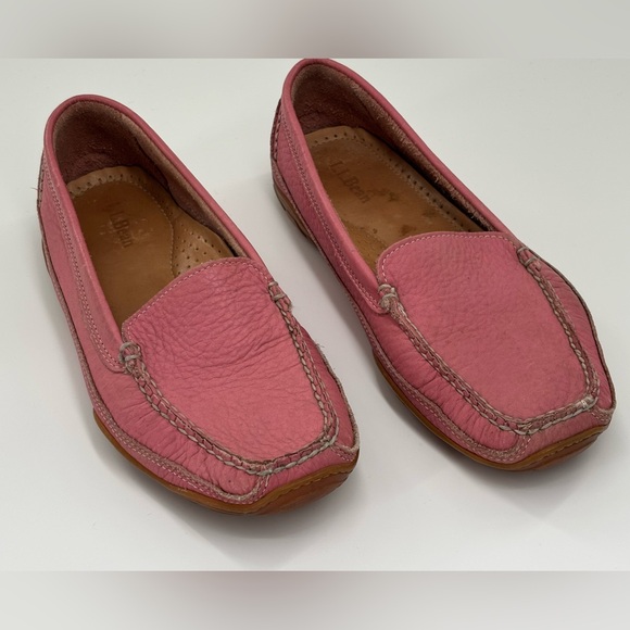L.L. Bean Pink Leather Loafer Driving Moccasins US 9 - Picture 2 of 10